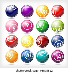 art illustration of set bingo or lottery  balls isolated over white