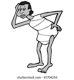 art illustration of a sick or poor person