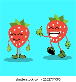 Ilustración de arte símbolo del vector icono kawaii mascot doodle emoji frutos de fresa valentina