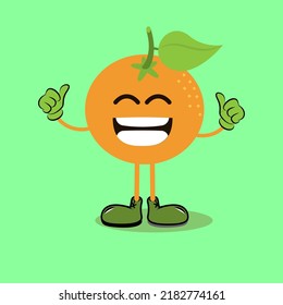 Ilustración de arte símbolo del símbolo del vector icono kawaii mascot doodle emoji frutos de la sonrisa naranja ok