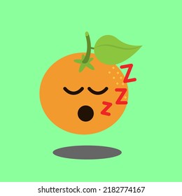 Art illustration sign logo vector symbol icon kawaii mascot doodle emoji fruits of orange sleep