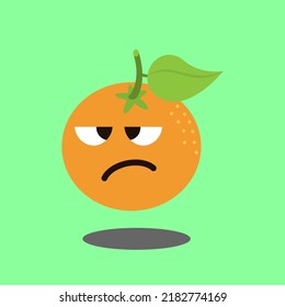 Art illustration sign logo vector symbol icon kawaii mascot doodle emoji fruits of orange angry