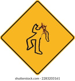 un signo de ilustración artística, como un signo universal que indica una víctima de un accidente, un área donde a menudo ocurren accidentes está relacionada con la seguridad de la conducción.