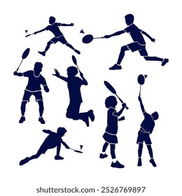 Art Illustration silhouette children playing badminton