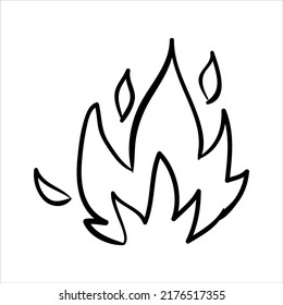 art illustration sketch abstract hand draw vector symbol icon of fire flames set