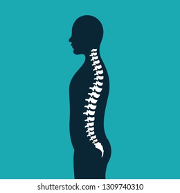 Art illustration: a spine isolated with a human silhouette. Vector eps10.