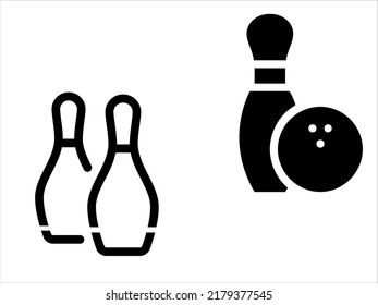 art illustration sport icon logo design concept vector silhouette logotype isolated element symbol of bowling and pin