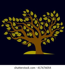Art illustration of spring branchy tree, stylized ecology symbol. Graphic design vector image on season idea, environmental conservation idea.