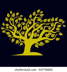 Art illustration of spring branchy tree, stylized eco symbol. Graphic design vector image on season idea, beautiful picture.