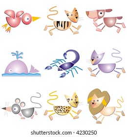 art illustration: stylized childlike animals