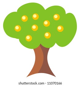 art illustration of an stylized tree with fruits