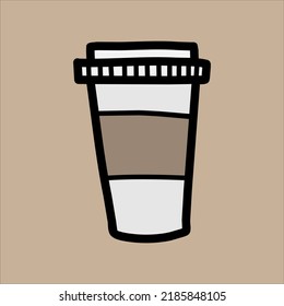 Art illustration symbol flat icon colorful design concept logo of drink cup takeaway