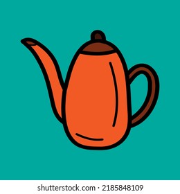 Art illustration symbol flat icon colorful design concept logo of hot coffee or tea pot
