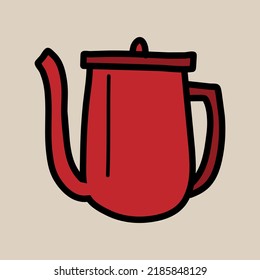 Art illustration symbol flat icon colorful design concept logo of hot coffee or tea pot