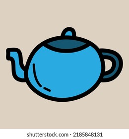 Art illustration symbol flat icon colorful design concept logo of hot coffee or tea pot