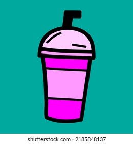 Art illustration symbol flat icon colorful design concept logo of kawaii doodle milkshake