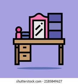 Art illustration symbol icon furniture logo household design colorful home decor of wardobe make up