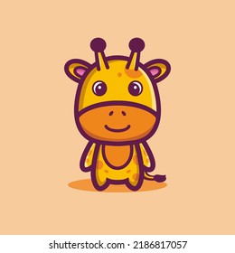 Art illustration symbol icon mascot animal cute design concept of giraffe