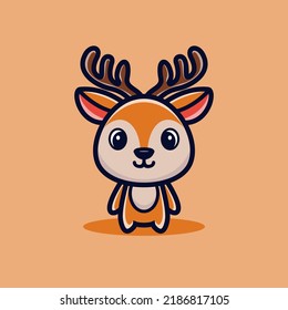 Art illustration symbol icon mascot animal cute design concept of deer