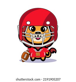 Art Illustration Symbol Mascot Character Animal Design Kawaii Lion Costume Equipment Of Football Rugby