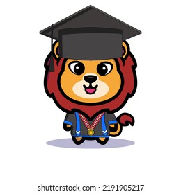 Art illustration symbol mascot character animal design kawaii lion costume equipment of graduation celebrate