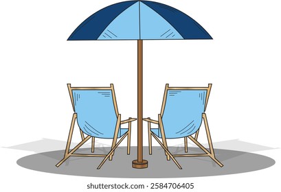 the art illustration of  two beach chairs.