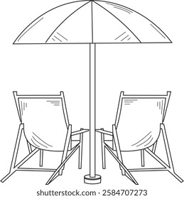 the art illustration of  two beach chairs.