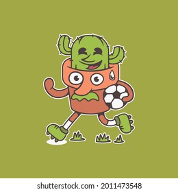 art and illustration uncle pot and cactus going to play football