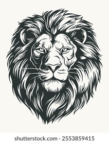 art illustration vector outline drawing lion head crown character mascot logo