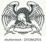 art illustration vector outline eagle falcon hawk drawing character mascot engraving