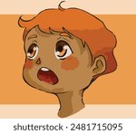 Art Illustration Vector of Short Haired Boy Being Impressed