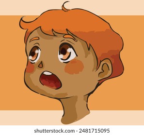 Art Illustration Vector of Short Haired Boy Being Impressed