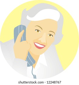 art illustration of a woman talking on the telephone