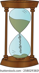 the art illustration of the wooden hourglass.