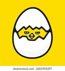 Art Illustration yolk egg character crack