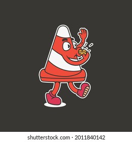 cono de tráfico de arte e ilustrador con estilo lindo