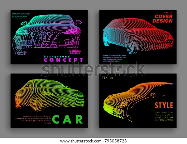 Art image of a\
auto. Vector car drawn by color lines. Minimal cover design.\
Creative line-art. Modern cars. Vector template brochures, flyers,\
presentations, leaflet,\
banners.