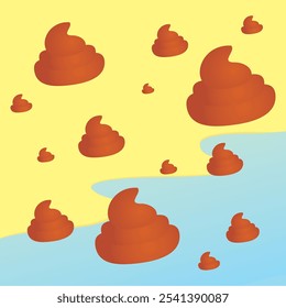 art image of several piles of shit in various sizes
