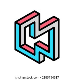 art impossible geometric shape color icon vector. art impossible geometric shape sign. isolated symbol illustration