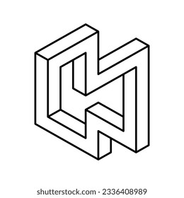 vector de icono de línea de forma geométrica de arte imposible. símbolo de forma geométrica imposible de arte. símbolo de contorno aislado ilustración negra