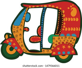 Art of Indian in designer rickshaw - vector illustration 