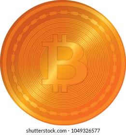 Art with isolated golden bitcoin on white background