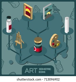 Art isometric concept icons