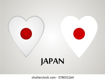 Art Japan flag heart set vector