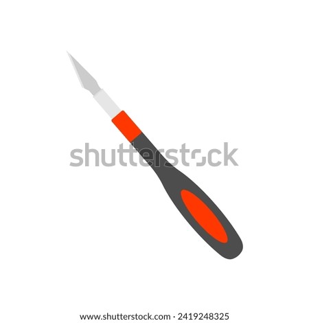 art knife or hobby knife flat design vector illustration. Detailed vector illustration of hobby and utility knife handles and blades. paper cutter, cutter breadboard, craft knife