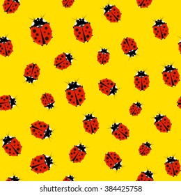 Art ladybug back pattern seamless yellow