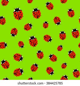 Art ladybug back pattern seamless green