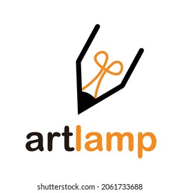 art lamp logo pencil bulb lamp vector design