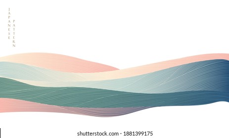 Art landscape background and gradient texture vector  Line pattern and mountain banner in oriental style 