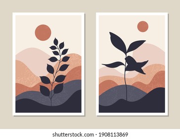 Kunstlandschaft Wandgestelle. Abstraktes Landschaftsdesign für Decken, Plakate, Drucke, Wandkunst im minimalistischen Stil. Vektorgrafik.